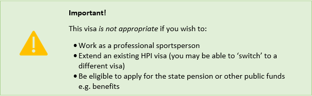 Limitations of the HPI visa