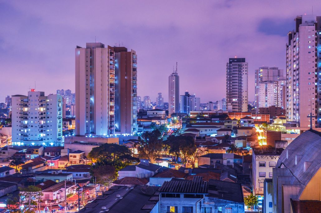 A night-time cityscape of Sao Paolo, Brazil