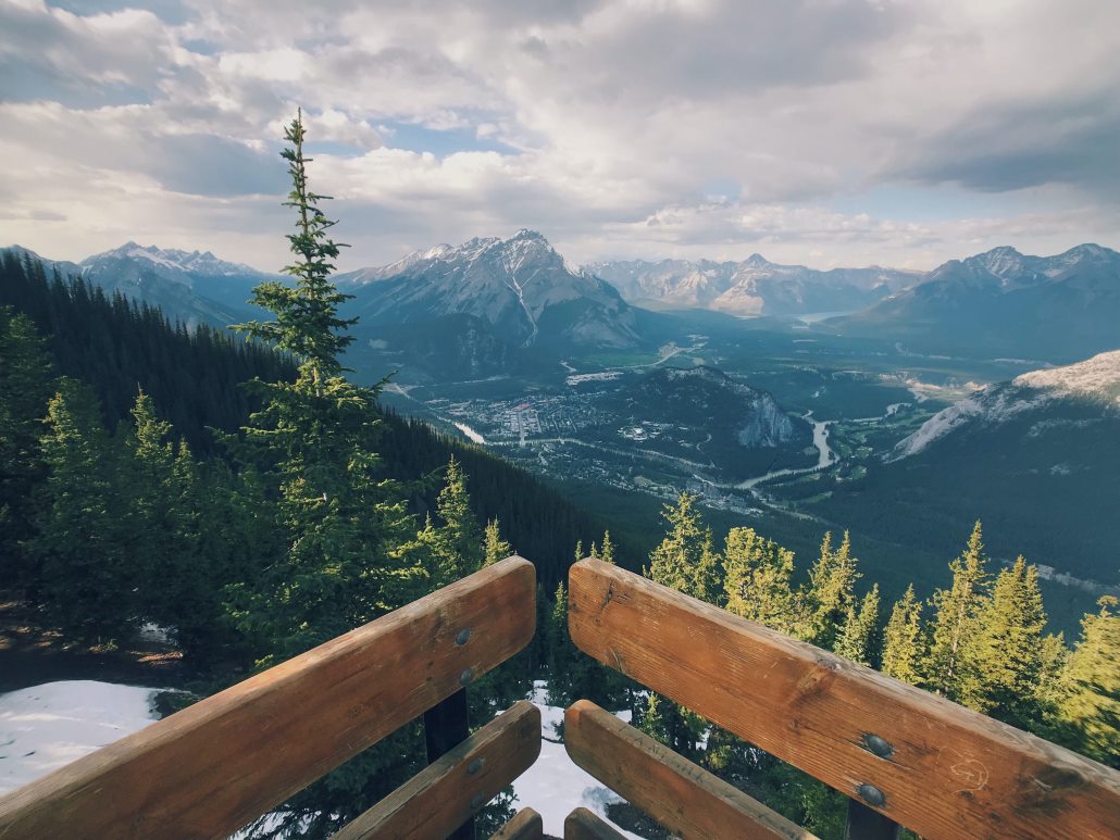 A view of Sulphur Mountain in Banff National Park, Alberta, Canada