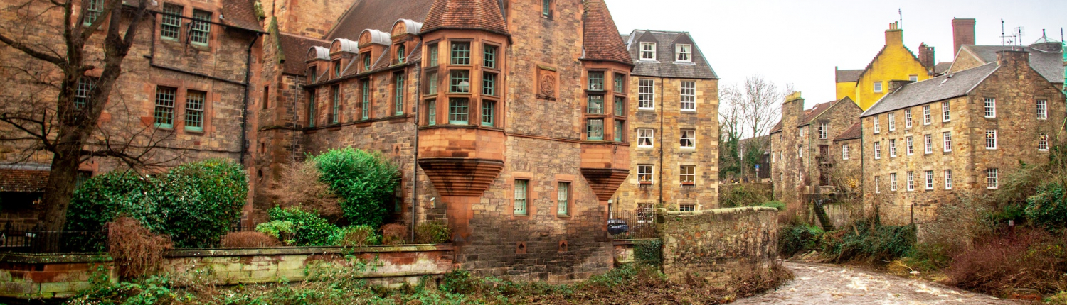 HIstoric brick houses in Dean Village, Edinburgh